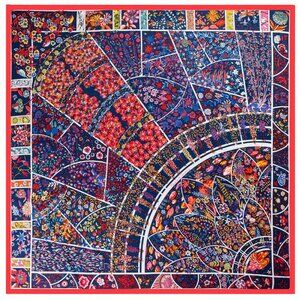 130*130cm hundred flowers blossom women 100% silk scarf # 52